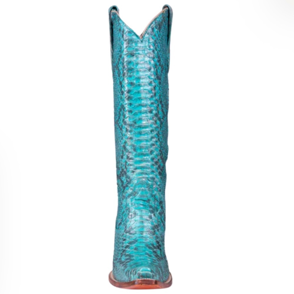 Corral Turquoise Snakeskin Western Heel Boots - Picture 4 of 7